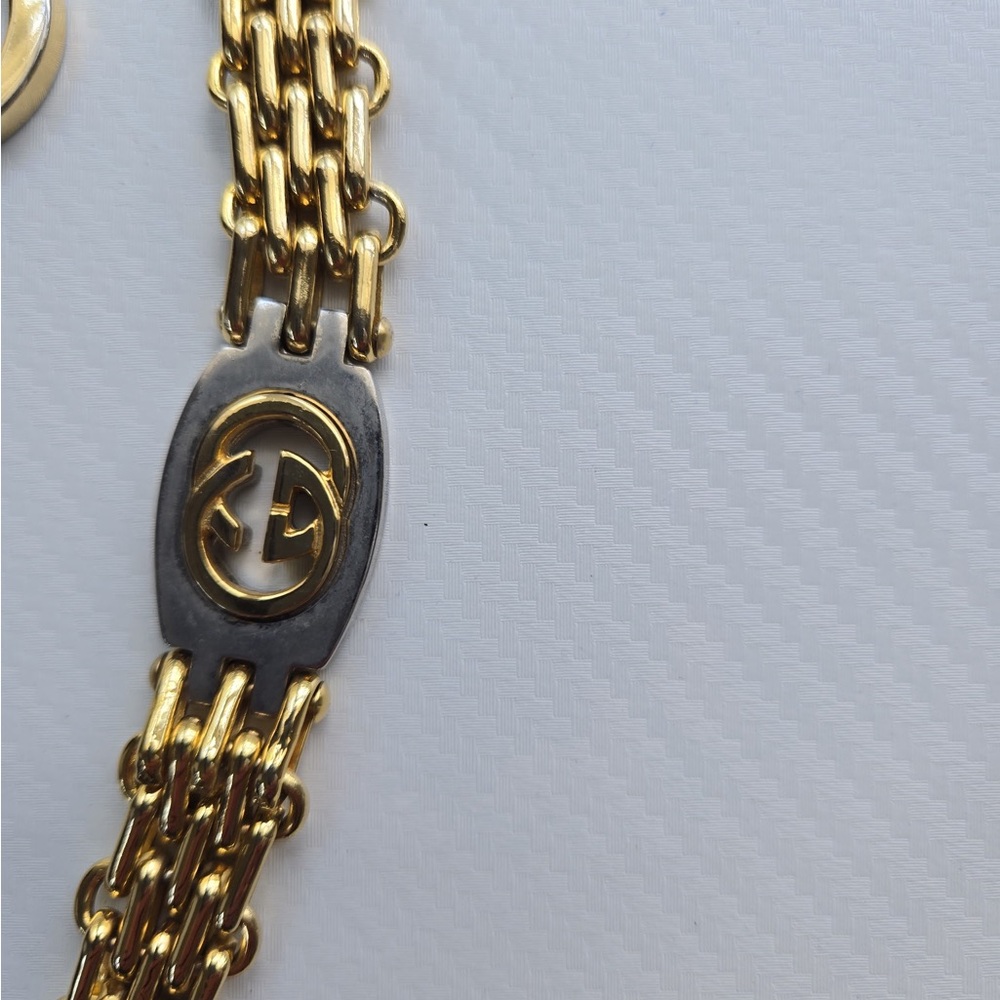 GUCCI Interlocking G Chain Belt Silver & Gold Plated - Picture 2 of 4
